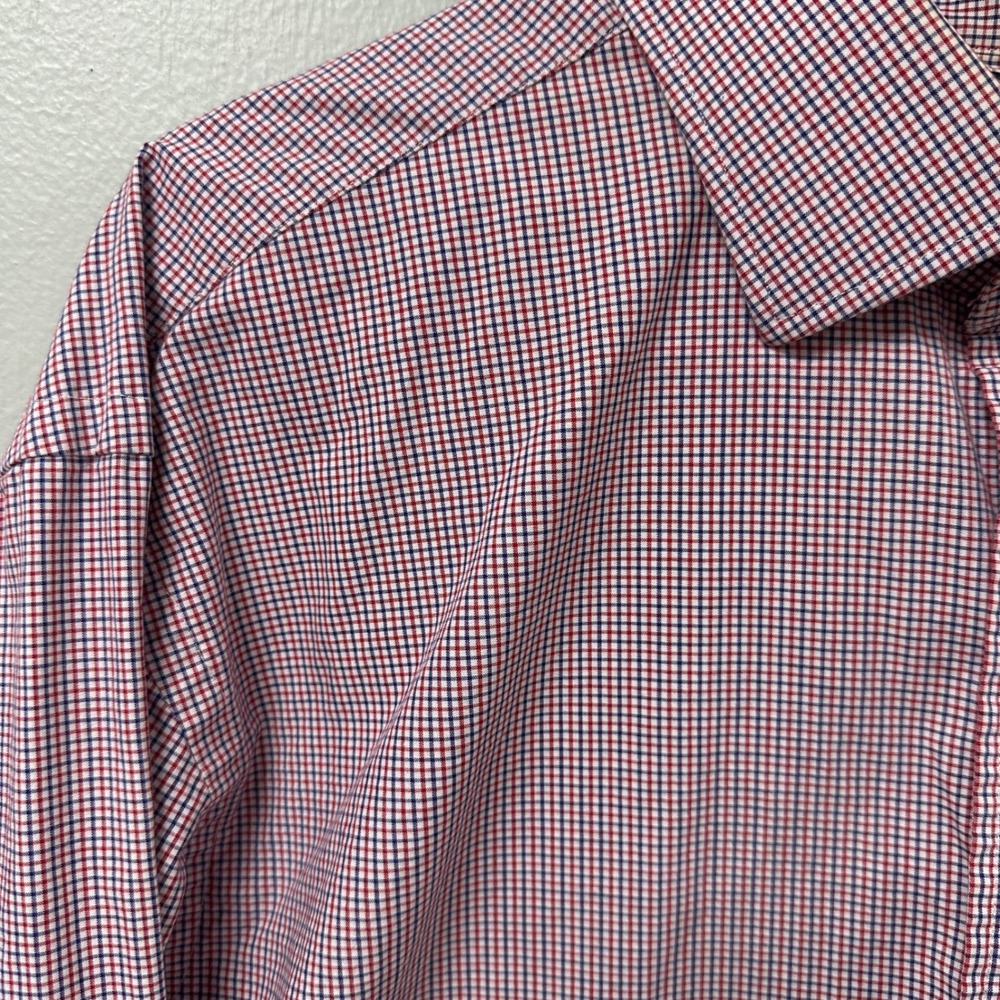 Polo Ralph Lauren Regent Classic Fit Shirt Mens 17.5 34/35 Red Blue Micro Check - Picture 2 of 4